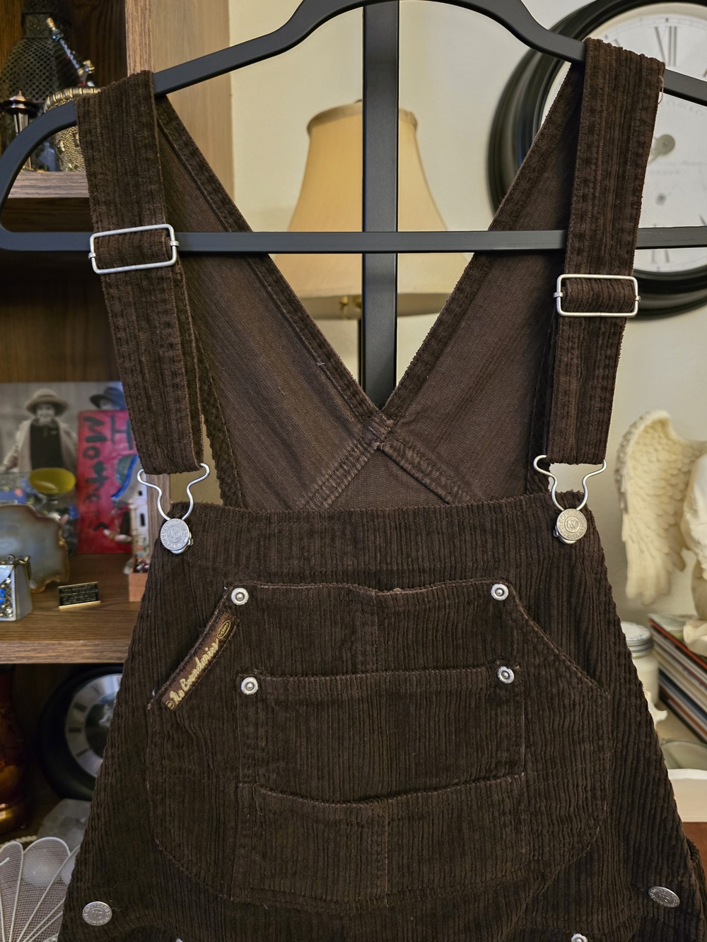 Vintage No Boundaries Brown Corduroy Overalls Relaxed Bib Utility 90s Y2K Size M - Picture 3 of 7
